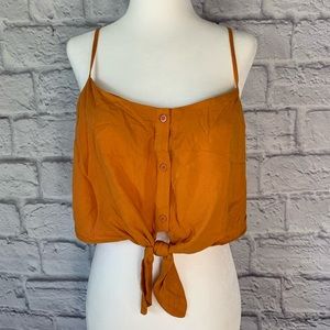 Orange Button Up Sleeveless Topshop Blouse